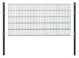 Doppelstabmattenzaun - Komplettset inkl. Pfosten und Montagematerial - Verschiedene Längen und Höhen – Grün oder Anthrazit (L 6 m | H 103 cm | Anthrazit)