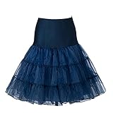 Boolavard TM 1950's 26' Petticoat Reifrock Unter Rock Unterrock Underskirt Crinoline Röcke Vintage Swing Oktoberfest Kleid - Rot, Schwarz, Weiß, Blau, Rosa (L-XL (EU 42-50), Navy)