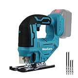 MaxEarn 750W Akku Stichsäge für Makita 18V Lithium-Akku mit Schalterverriegelung und Stufenlosem Geschwindigkeitsschalter, Akku-Pendelhubstichsäge mit 4 Stichsägeblatt für Holz, PVC (Ohne Batterien)