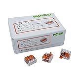 WAGO Plug-in terminal 3-way with lever for rigid (0.2-4 mm²) and flexible (0.14-4 mm²) wires to open again, transparent/orange, contents: 50 pieces