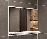 HAJDUK FURNITURE Badspiegel mit Ablage Weiß - H:50 x B: 60 cm - Bathroom Mirror - Moderner Badezimmer Spiegel Rechteckig - Wandspiegel mit Regal - Premium-Linie