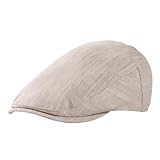 TOP-EX 100% Leinen Schiebermütze Herren Baskenmütze Mütze Sonnenschutz Sonnenhut Sommer Schirmmuetze Newsboy Cap Beige XL/XXL