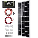 Topsolar 100W 12V Solarpanel Solarmodul-Set Monokristallines Off-Gitter-System für Wohnmobil, Boot mit 20A Solarladegerät Solar Laderegler, Hoher Wirkungsgrad