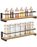 OROPY 2er Pack Gewürzregale Wandmontage für Küche, Gewürzhalter Organizer Hängend aus Kiefernholz, Küchenregal Wand Holz für Schranktür, Ankerkrautgläser, Gewürzdosen - Kiefernholz, 40x9cm