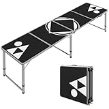 Outsunny Bierpong Tisch klappbarer Campingtisch 240 x 60 cm Klapptisch höhenverstellbar Reisetisch für Garten, Balkon, Alu, Schwarz