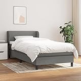 THOYTOUI Boxspringbett, Bett Bettgestell Bettstütze Seniorenbett Geeignet für Wohnungen Gästezimmer Schlafzimmer Aufenthaltsraum mit Matratze Dunkelgrau 100x200 cm Stoff