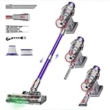 Akku Staubsauger, 55KPa/600W Staubsauger Kabellos mit Smart Display Bis zu 60 Minuten Laufzeit Cordless Vacuum Cleaner mit Automatikmodus&Anti-Verhedderung-Bürste für Teppich Hartboden und Tierhaare