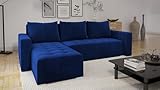 MODERNO Ecksofa mit Schlaffunktion FORSET - Sofa mit 3 Sitzen - Schlafcouch L-Form - Modern Couch - Ecke Marineblau