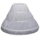 CDE Kinder Verstellbar Lang Petticoat mit 3 Ringe Reifrock Unterröcke für Mädchen Weiß Crinoline Underskirt (2-6 Jahre)