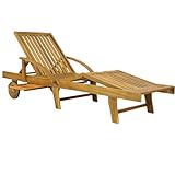 Casaria® Sonnenliege Holz Klappbar 160kg Belastbarkeit Tisch Fuß- und Rückenteil variierbar Räder Ablage Garten Balkon Terrasse Gartenliege Akazie