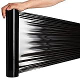 RAGO® Stretchfolie Schwarz folie für möbel 1 Stück 130m Hand Stretchfolie rollen I Palettenfolie Handfolie Wickelfolie I Verpackungsmaterial (7,5 x 7,5 x 40 cm) 0,9 kg I 130m Länge