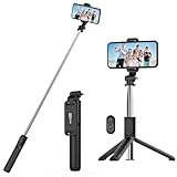 SelfieShow Selfie Stick Stativ, Erweiterbar Selfie-Stange mit Kabelloser Fernbedienung Tragbar Monopod Handyhalter Kompatibel mit iPhone 15/14/13/12/11 Pro/XS Max/XS/X/8/7, Samsung Huawei Smartphones