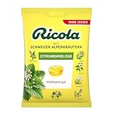 Ricola Zitronenmelisse 75g Beutel, Schweizer Kräuter-Bonbons mit 13 Alpenkräutern & erfrischendem Zitronen-Geschmack, zuckerfrei, 1 x 75g, vegan