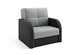 LIKMA Hellgrau/Schwarz 1 Sitzer Sofa mit Schlaffunktion Togo 105x90x100 cm Schlafcouch Komplett Montiert - Easy Clean Moderne Wohnzimmer Couch - Sofa mit Bettfunktion - Schlafsofa Stoff: Inari 91+100