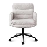 Youhauchair Schreibtischstuhl, Schminktisch Stuhl aus Kunstpelz, Bequemer Drehstuhl Schreibtisch Stuhl, Bürostuhl Ergonomisch mit Verstellbarer Höhe, Creme