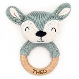 Geschenkfreude Personalisierter Beißring für Baby aus Holz - Greifling personalisiert mit Name - niedliche Babyrassel - schönes Geschenk zur Geburt Junge/Mädchen - für Neugeborene - blau