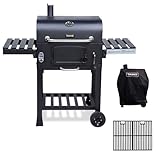 TAINO Hero XL Set BBQ Smoker GRILLWAGEN Holzkohle Grill Grillkamin Standgrill Räucherofen Abdeckhaube Grillrost Gusseisen