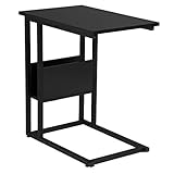 WOLTU Beistelltisch Kaffeetisch Couchtisch Sofatisch Nachttisch Betttisch Laptoptisch, Gestell aus Metall, Tischplatte aus Spanplatte, 55x36x59,5cm(BxTxH), Schwarz TS79sz