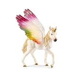 Schleich Bayala Mythische Geflügelte Regenbogen-Baby-Einhorn-Fohlenfigur – mit majestätischen Pegasus und Glitzerdetails, sehr langlebig und lustig, fantasievolles Spielzeug für Jungen und Mädchen,