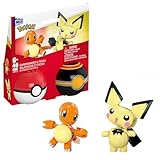 MEGA Pokémon Action-Figur-Bauspielzeug-Set, Pokéball 2er-Pack, Pichu und Charmander mit 40 Teilen, für Kinder, HXP13