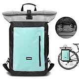 Loyzey Fahrradtaschen für Gepäckträger 100% Wasserdichter mit Laptopfach - 2 in 1 Fahrradtasche & Rucksack für Pendler, Fahrradfahren, Camping Sportrucksack (Mint, 28L)
