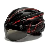 Fahrradhelm mit Visier Leichte Fahrradhelm mit Magnetischem Brille Unisex-Größenverstellbarer Helm Mountainbike Helm für Herren Damen