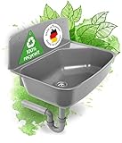 Calmwaters® Nachhaltiges Ausgussbecken - Made in Germany - 100% recycelter Kunststoff - mit Siphon und Edelstahl-Sieb - Spritzschutz - Grau
