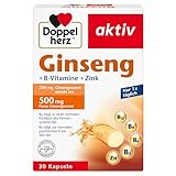 Doppelherz Ginseng + B-Vitamine + Zink - Vitamin B6 + B12 als Beitrag zur Verringerung von Müdigkeit und Erschöpfung - 30 Kapseln