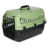 Kerbl Pet Pet Transportbox Expedion, Tiertransportbox für kleine Haustiere / Katzen / Hunde / Kaninchen bis 10 kg, aus Kunststoff, 45x30x30 cm, Grün/Dunkelgrau