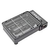 Gasgrill, Camping Gasgrill Klein, Tragbarer Tischgrill Gas mit Grillnetz, Grillpfanne und Anderes Zubehör, Butan Gasherd mit Kasten für Camping, Reisen, Trekking und Kochen im Freien