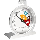 BROWIN® Analog Ofenthermometer aus Edelstahl 100502 | 0-300 °C Thermometer für Backofen | Backofenthermometer zum Hinstellen oder Aufhängen innen in den Ofen | Backofen-Thermometer