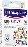 Hansaplast Kinderpflaster Sensitive (20 Strips), Wundpflaster mit niedlichen Tiermotiven zum Aufmuntern, schmerzlos zu entfernendes Pflaster Set