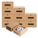 Nisorpa Kraftpapier Schuhkarton 8er Boxen-Set Stapelbar Schuhboxen mit Sichtfenster Schublade
