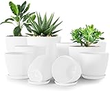 Utopia Home Blumentopf, 10er-Pack (Weiß), (ø18-ø17-ø15-ø13-ø12 cm) Dekorativer Übertopf für Zimmerpflanzen- Pflanzentopf mit Untersetzer