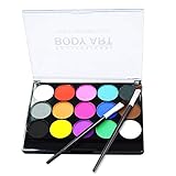 FLYISH DIRECT Bodypainting Farben Kinder Schminke Fasching für Kinder Halloween & Karneval Kinder Make-up Palette-Safe & ungiftig Easy Wash, 15 Farben mit zwei Pinsel