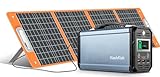 FF FLASHFISH 300W Powerstation mit Solarpanel Faltbar 100W/18V,Tragbares Kraftwerk 222Wh,60000mAh Große Powerbank mit Steckdose,Notstromaggregat Für Camping, Wohnmobile, Notfalle