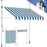 KESSER® Klemmmarkise mit Handkurbel Balkon, Balkonmarkise ohne Bohren, UV-beständig höhenverstellbar wasserabweisend, Sonnenschutz, Terrassenüberdachung, einfache Montage 400cm