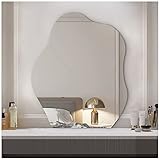 TZUFA 1x unregelmäßiger silberner Spiegel, HD-Schminkspiegel, rahmenloser dekorativer Spiegel, für Wohnzimmer, Badezimmer, Flur, Salon (50x60cm, 50x70cm, 60x70cm)