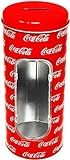 Dose Spardose und Strohhalmhalter Coca Cola aus Blech, aufklappbar und wiederverwendbar, Farbe Rot, 23 x 8,5 cm