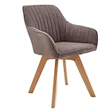 Riess Ambiente Drehbarer Design Stuhl Livorno Vintage Taupe Buchenholz Beine Esszimmerstuhl Küchenstuhl Besucherstuhl