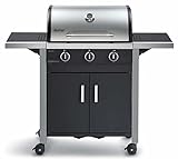 Enders® Gasgrill CHICAGO 3, 3-Brenner, Edelstahl-Deckel doppelwandig mit Grill-Thermometer, Grillwagen mit Räder, #89376