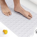 HITSLAM Badewannenmatte rutschfest, 101 x 40cm Extra Lange Antirutschmatte Badewanne, Duschmatte rutschfest BPA Frei, Schimmelresistent & Maschinenwaschbar Badematte, Transparent