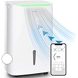 Klarstein DryFy Connect Luftentfeuchter Dehumidifier Kompressionsluftentfeuchter, WiFi-Schnittstelle, 230 m³ Luftumwälzung pro Stunde, Entfeuchtungsleistung 50 l pro Tag, antikweißes Designgehäuse