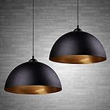 FRIDEKO HOME Modern Industrielle Pendelleuchte-2 x Vintage Hängeleuchte Ø30cm Breite Lampe Kronleuchter aus Eisen Hängelampe E27 Lampenfassung Deckenleuchte für Küche Keller Wohnzimmer-Schwarz Gold