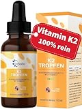 Vihado Vitamin K2 Tropfen hochdosiert, Premium: MK-7 99,7% All-Trans K2VITAL®, echte 200 μg Vitamin K2 pro Tagesdosis, 50 ml (1700 Tropfen)