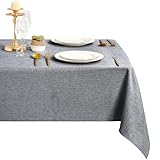 DWCN Grau Tischdecke Leinenoptik Abwaschbar Tischwäsche Wasserabweisend Tischtuch für Esszimmer, Garten, Party, Hochzeiten oder Haushalt,135x135cm