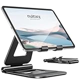 NULAXY Aluminium Doppelter Faltbarer iPad Ständer, Voll Verstellbare Desktop-Tablet-Halter, iPad Zubehör für Büro Kindle Kompatibel mit Mobilen Geräten iPad Pro/Air/Mini, iPhone Pro/Max/Plus, Schwarz