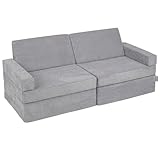 KiddyMoon Kindersofa Aufklappen Aus Schaumstoff Spielsofa Für Kinder Schlafsofa Kindersessel Kinder Couch Kinder Sofa Für Kinderzimmer Kindercouch Faltmatratze Matratzen, Dunkelgrau