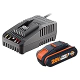 WORX WA3601 PowerShare Akku mit Ladegerät Set - 20V 2000mAh Li-Ion Akkubatterie & Akku Ladestation - Akku für alle WORX Elektro- & Gartengeräte