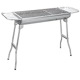 Sunjas Edelstahl Holzkohlegrill, Klappgrill Outdoor BBQ Grills, Portable Campinggrill, Standgrilll, Grillwagen Kohlegrill- 74 x 33.5 x 71.5